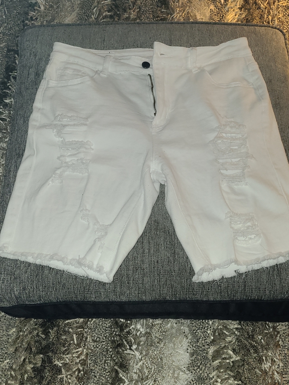 White High Waist Distressed Women's Shorts